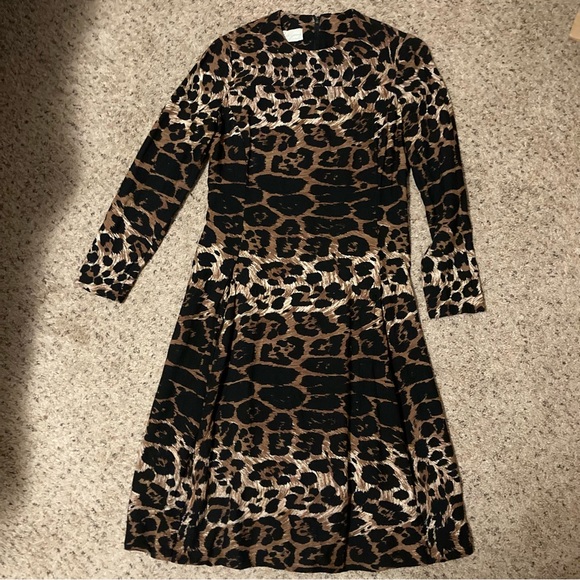Vintage Leopard Art Print Long Sleeve Hooded Dress main image 0